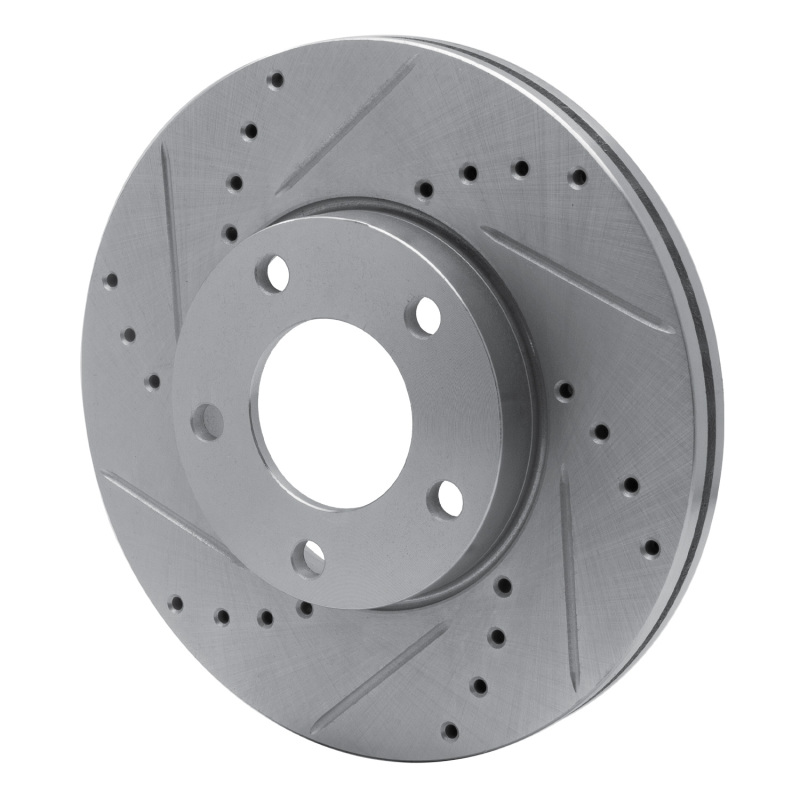 Mazda 3 Brake Rotor (1) - Front Left - R1 Concepts - Drilled & Slotted - Silver - `04-`13